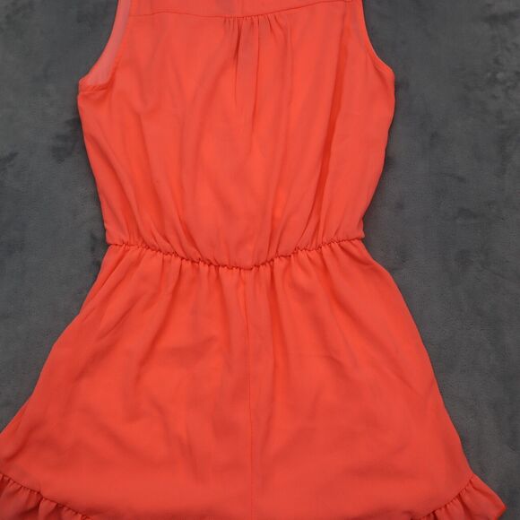Coco Avante Romper Womens S Orange Sleeveless V Neck Ruffles Hem Pullover - Picture 15 of 16